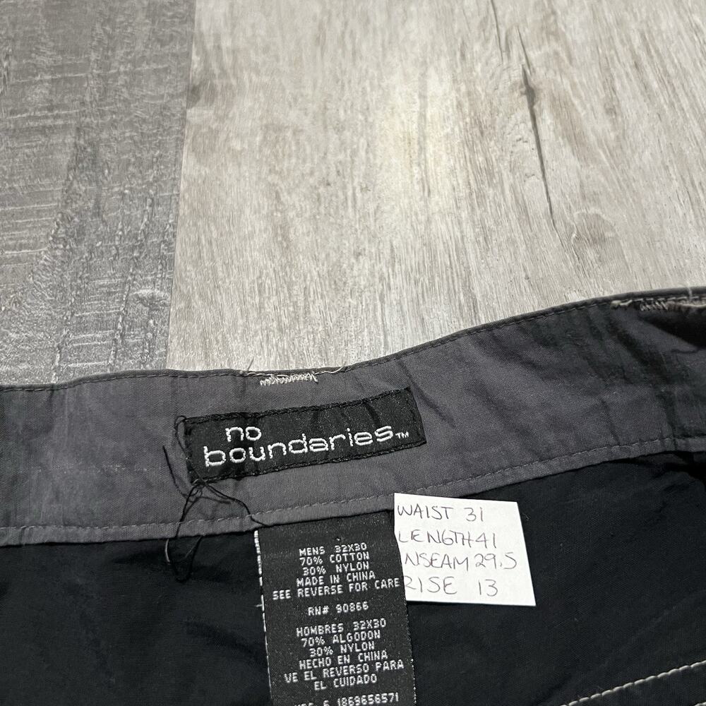 VTG No Boundaries Baggy Black Raver Tech Festival Pants Utility Skater Y2K 32 - Picture 5 of 5